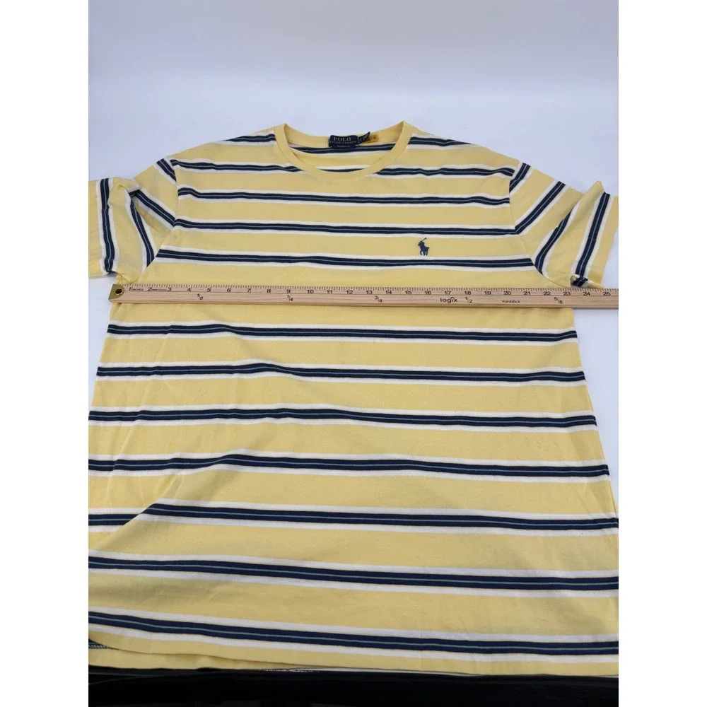 Polo Ralph Lauren Mens Yellow Navy Striped Pony Logo T-Shirt Large Classic Fit